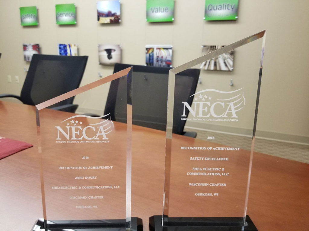 NECA Safety awards received by Shea Electric