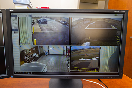 Access control monitored by security cameras